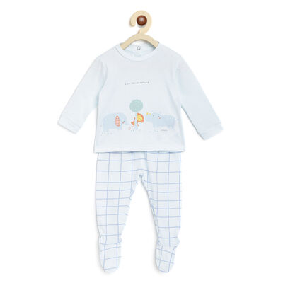 Boys Light Blue Smock with Leggings